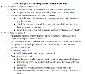 Measuring Domestic Output and National Income Notes
