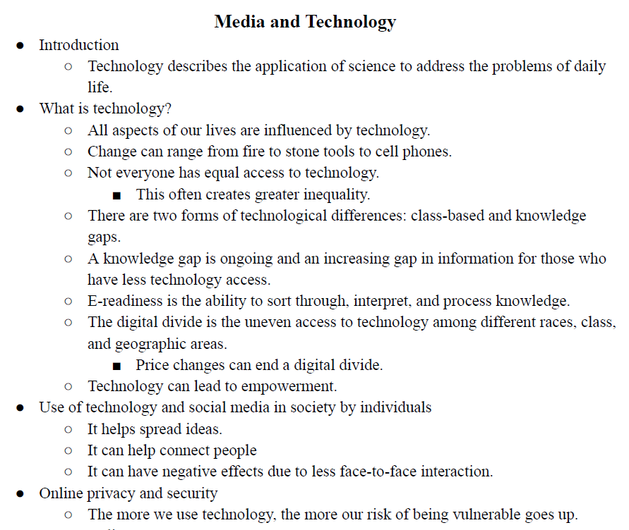 Media and Technology Notes
