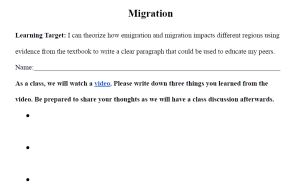 Migration Worksheet