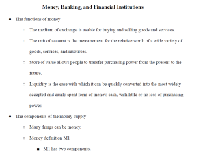 Money, Banking, and Financial Institutions Notes