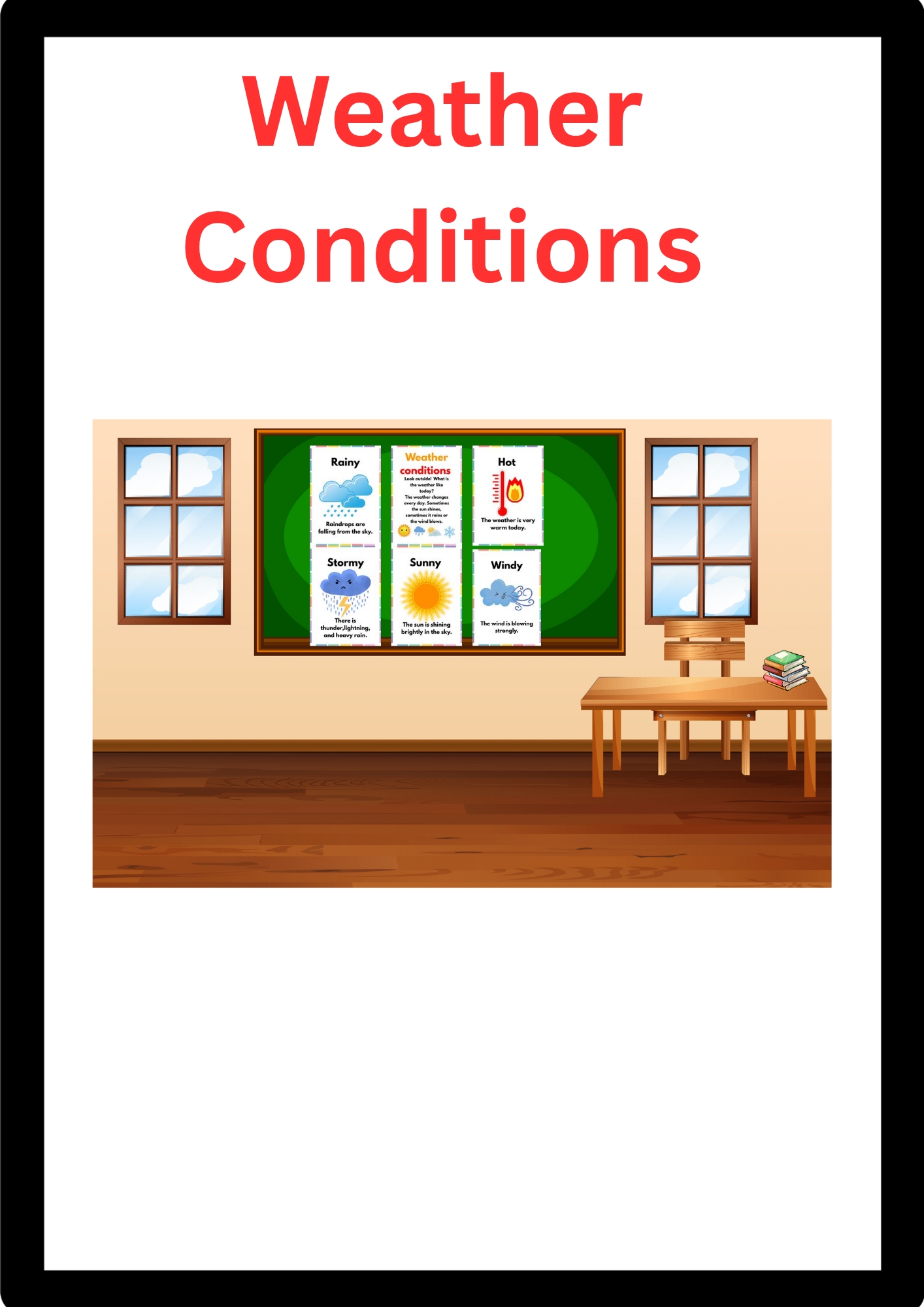 Weather Conditions Poster Set – 9 Colorful A4 Pages for Foundation Phase