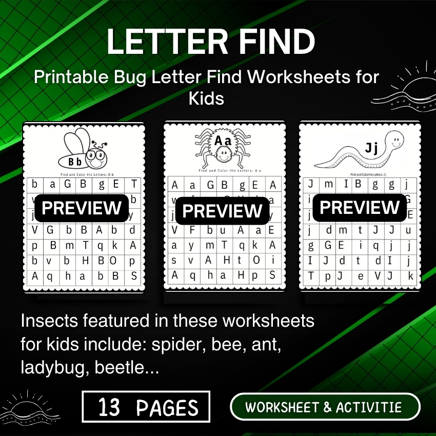 Letter Bugsort Activity Printable Bug Letter Find Worksheets for Kids | Made By Teachers