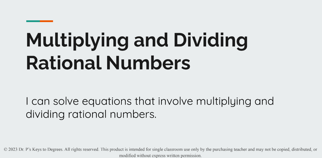 Multiplying and Dividing Rational Numbers Slides