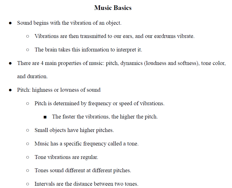 Music Basics Notes