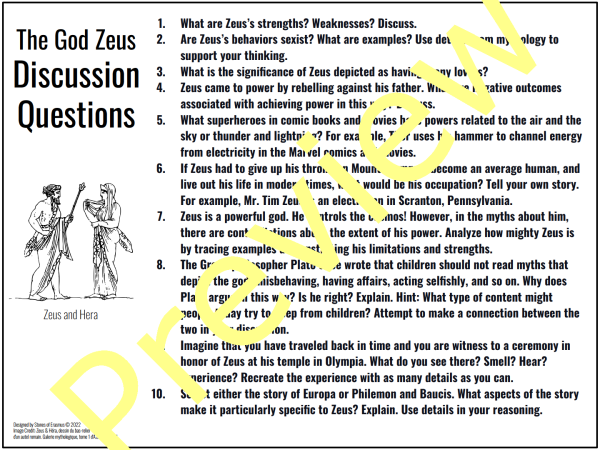Zeus His Nature and Deeds Greek Mythology Lesson | Middle & High School ...