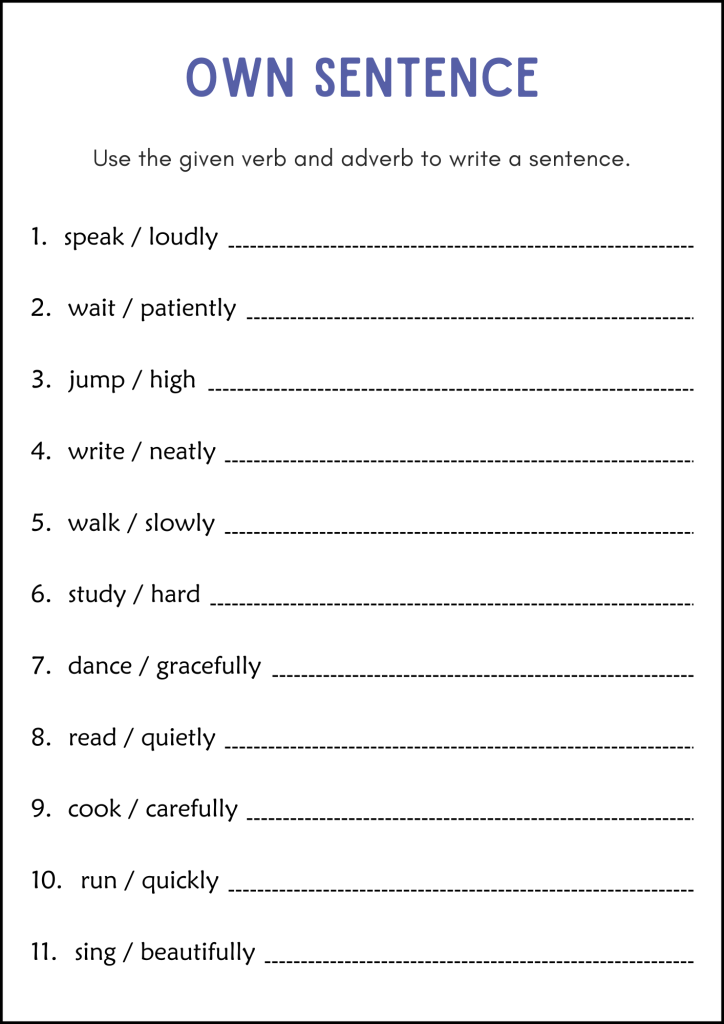 Printable Verbs and Adverbs Grammar Worksheets for Grade 1, 2, 3 - Made ...