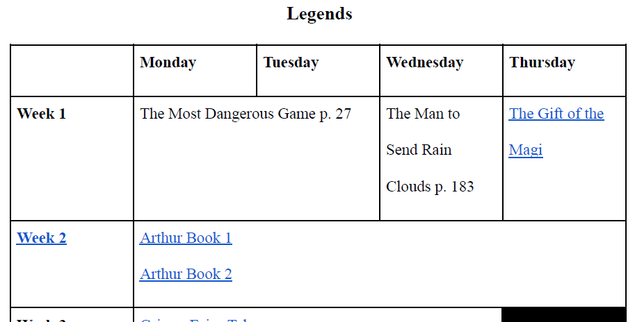 Myths and Legends Materials
