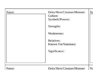 Myths and Monsters Trading Cards