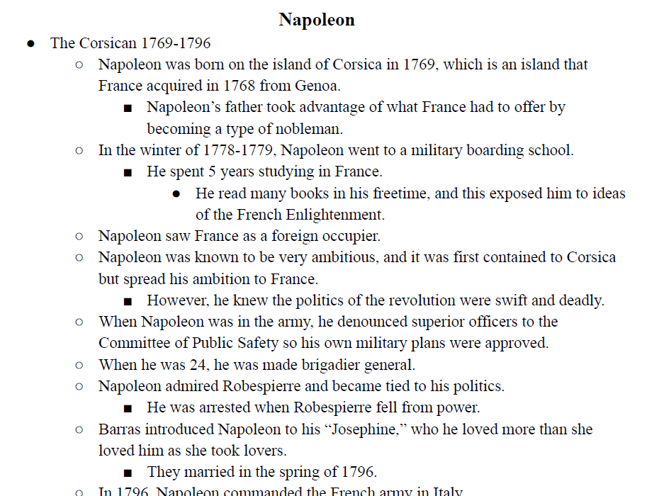 Napoleon Notes