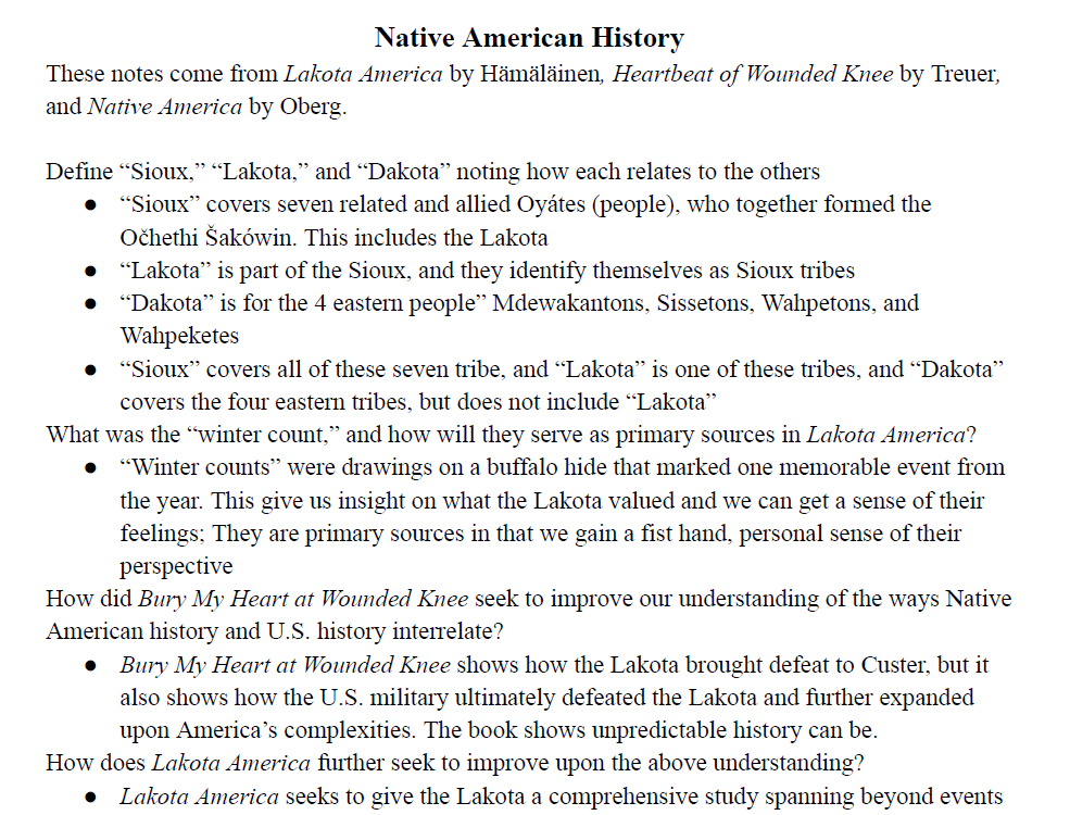 Native American History Notes