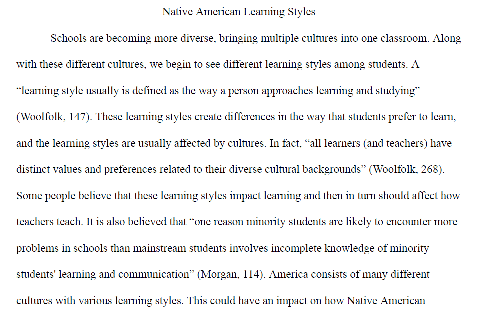 Native American Learning Styles