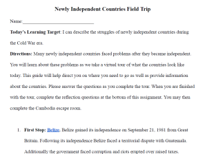 Newly Independent Countries in the Cold War Virtual Field Trip