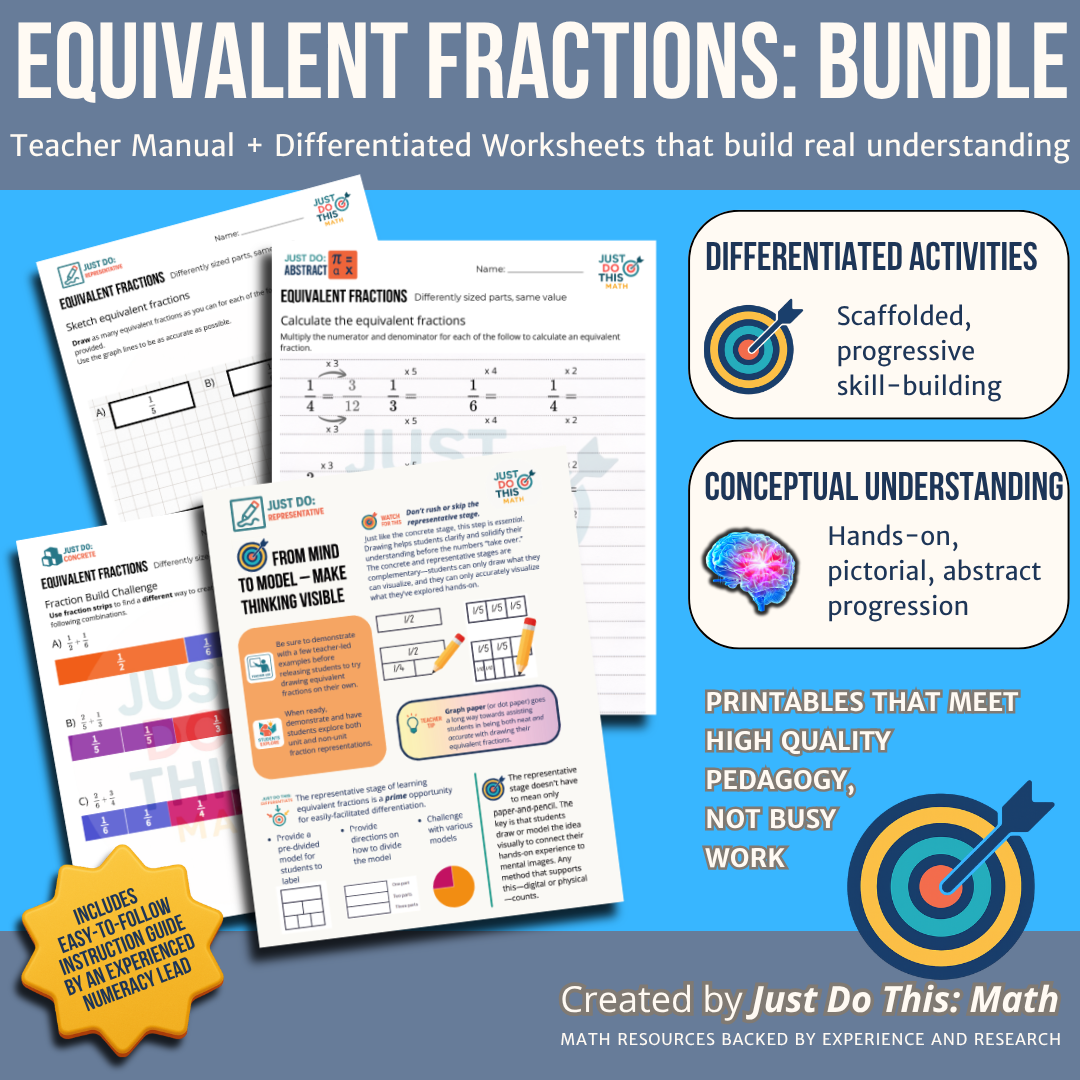 Abstract Fractions Differentiated Equivalent Fractions Worksheets - Concrete, Visual ...