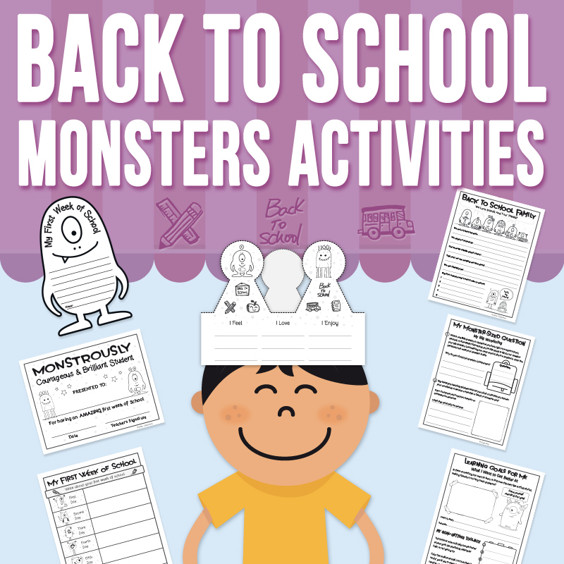 Back to School Activities, First Week of School Worksheets, Monsters Theme