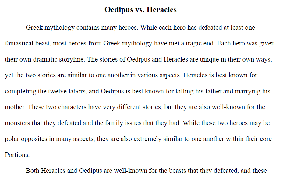 Oedipus vs. Heracles Comparison Paper