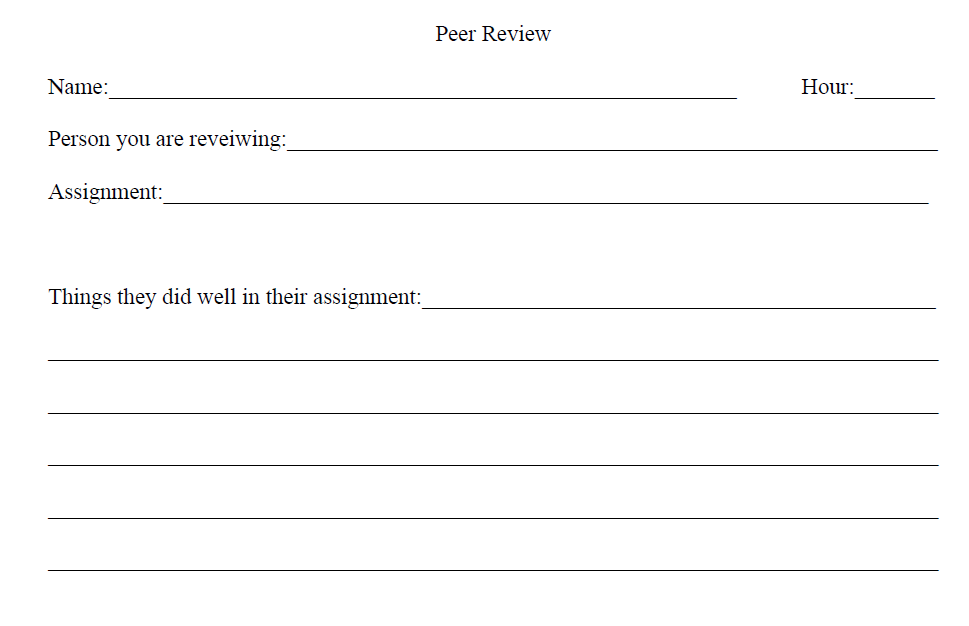 Peer Review Worksheet