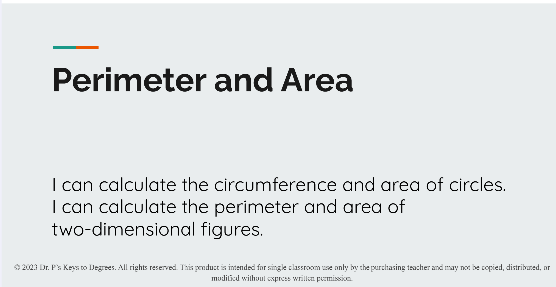 Perimeter and Area Slides