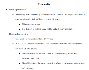 Personality Notes