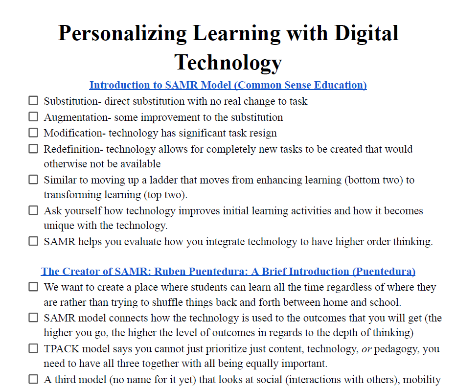 Personalizing Learning with Digital Technology Notes