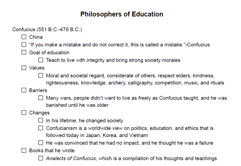 Philosophers of Education Notes