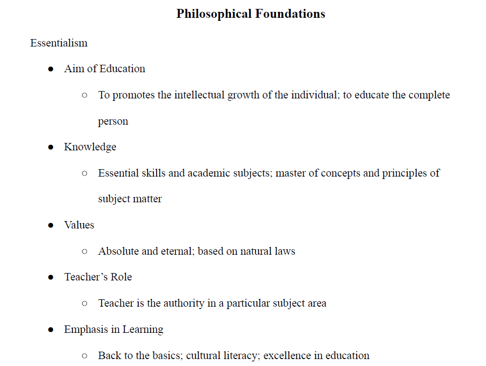 Philosophical Foundations of Education Notes