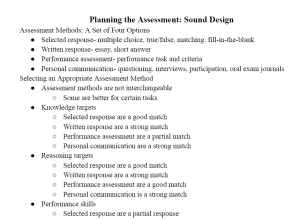 Planning the Assessment: Sound Design Notes