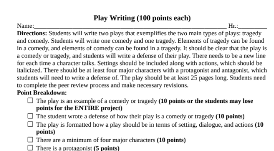 Play Writing Project