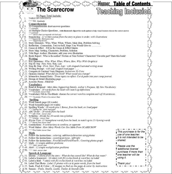 The Scarecrow Fall Read Aloud Book Companion Reading Comprehension ...