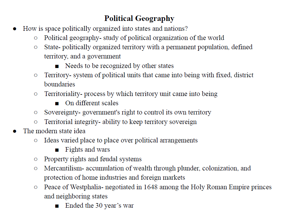 Political Geography Notes