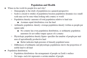 Population and Health Notes