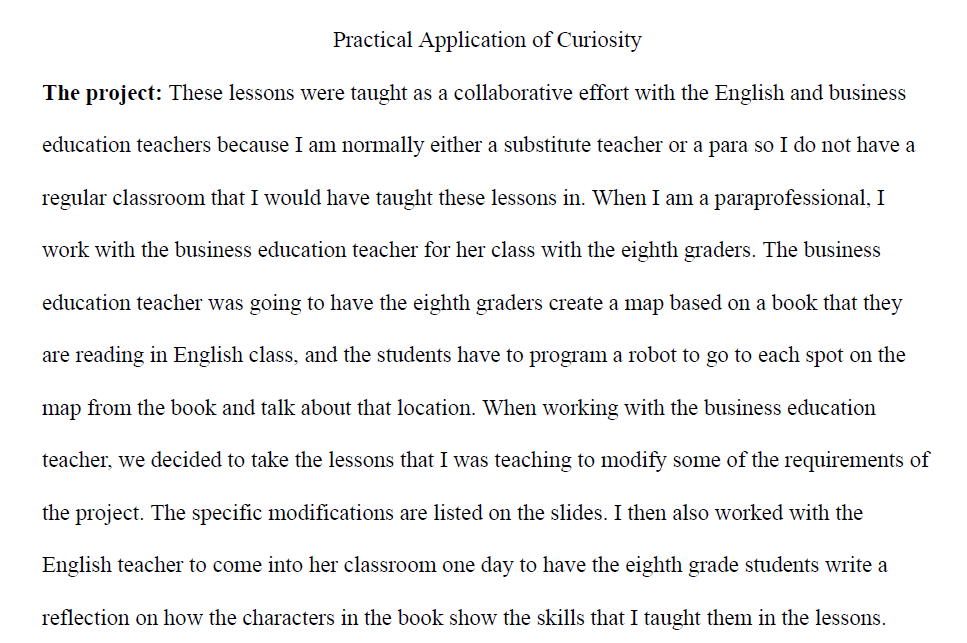 Practical Application of Curiosity in Teaching