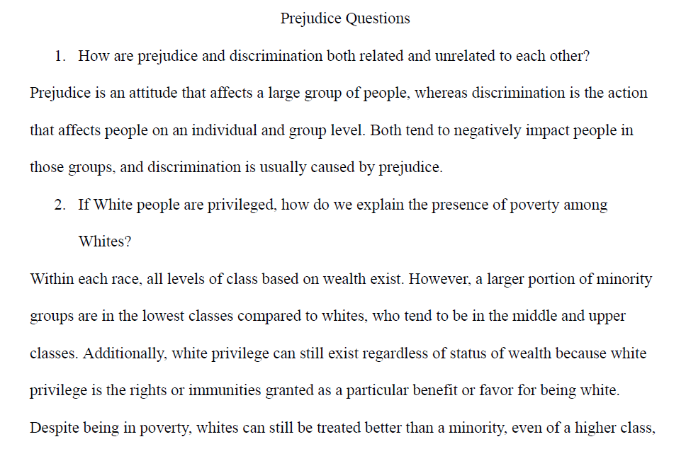Prejudice Questions