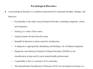 Psychological Disorders Notes