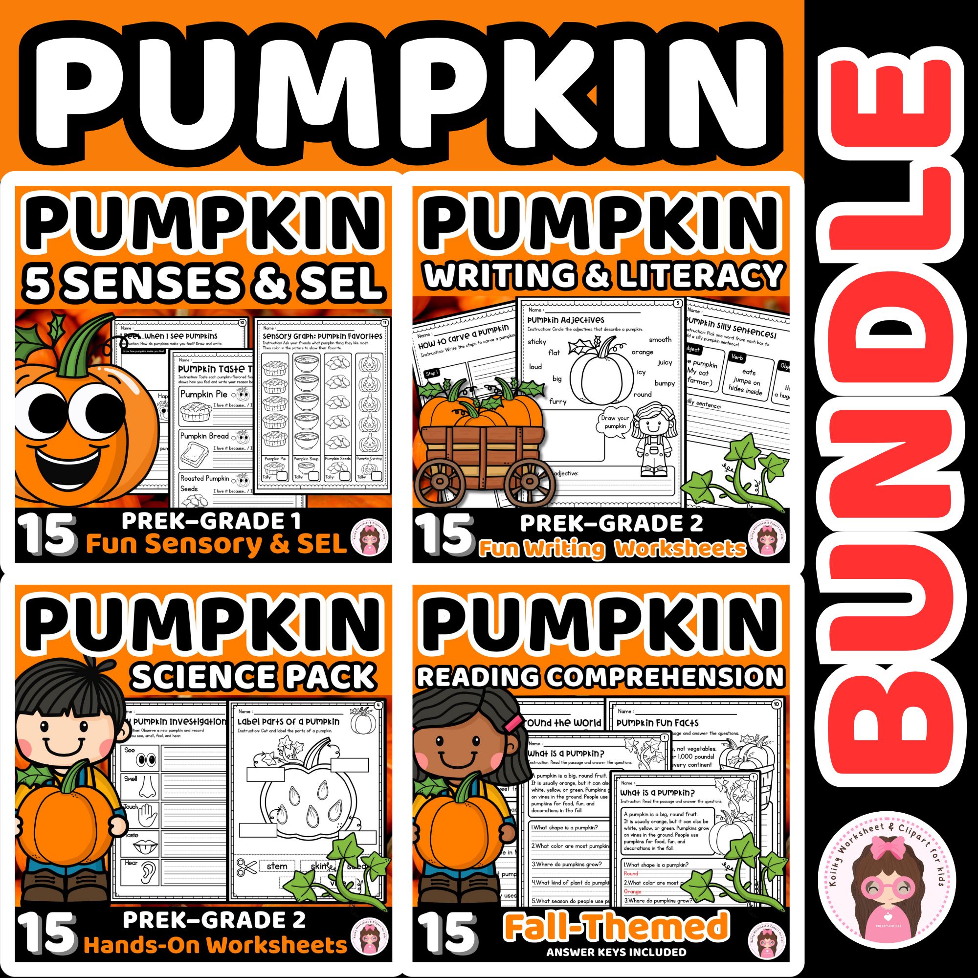 Pumpkin Activity Bundle PreK–2 | Reading, Science, Writing, SEL Fall Pack