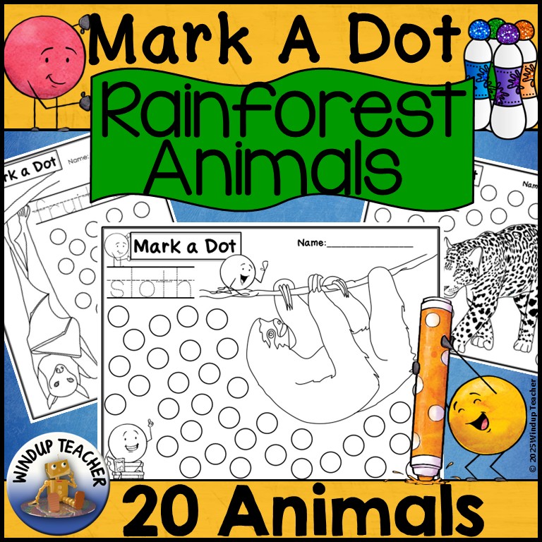Rainforest Animals Do-A-Dot Marker Activity - Bingo Dot Dauber Worksheets