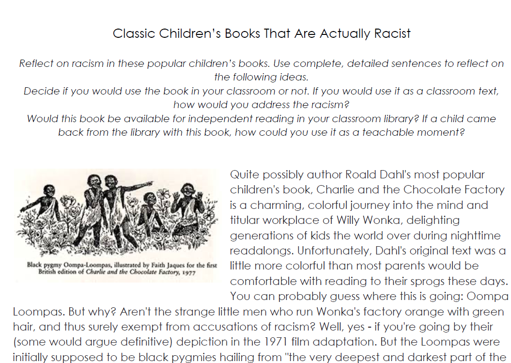 Racism in Reading Reflection