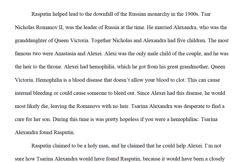 Rasputin Paper