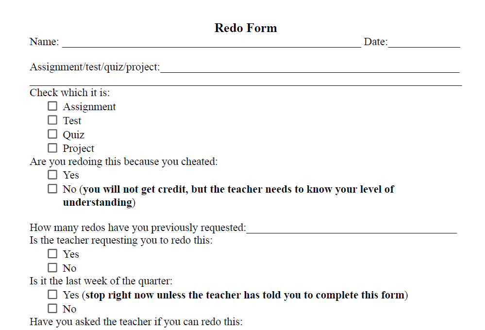 Redo Form