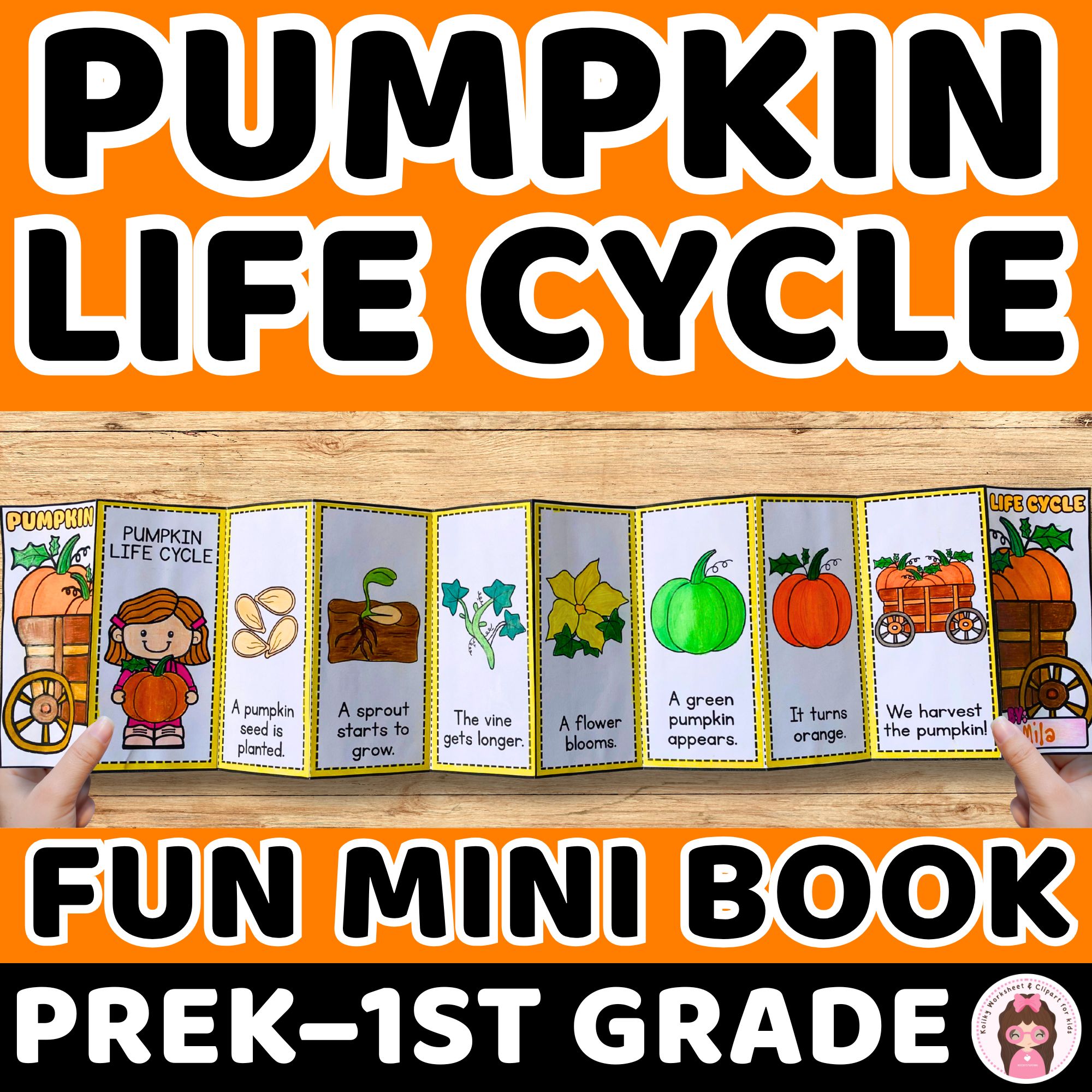 Pumpkin Life Cycle Mini Book Cut and Paste | PreK to 1st Grade Fall Science