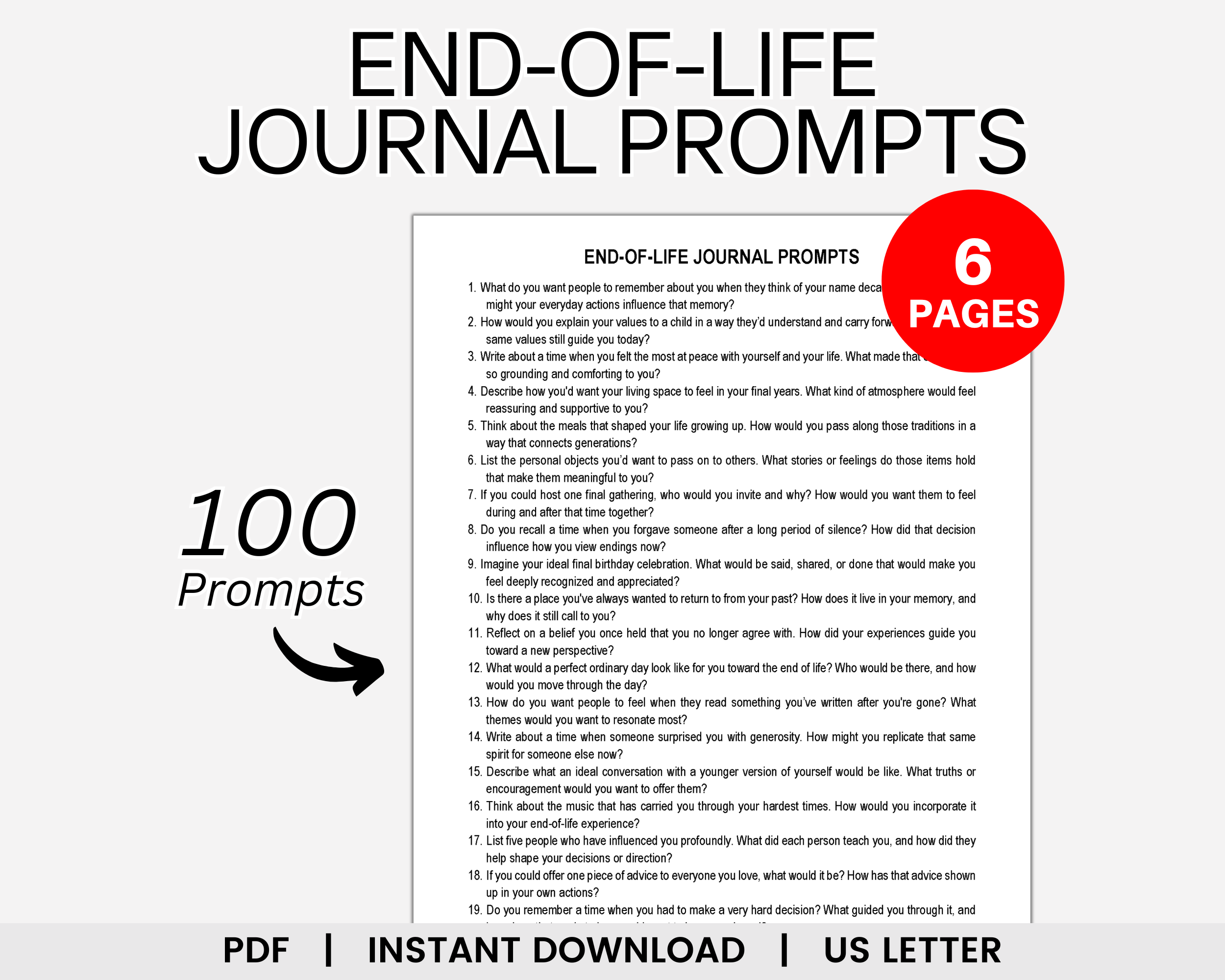 End of Life Journal Prompts, End of Life Planner, End of Life Planning, Legacy Journal, Life Story