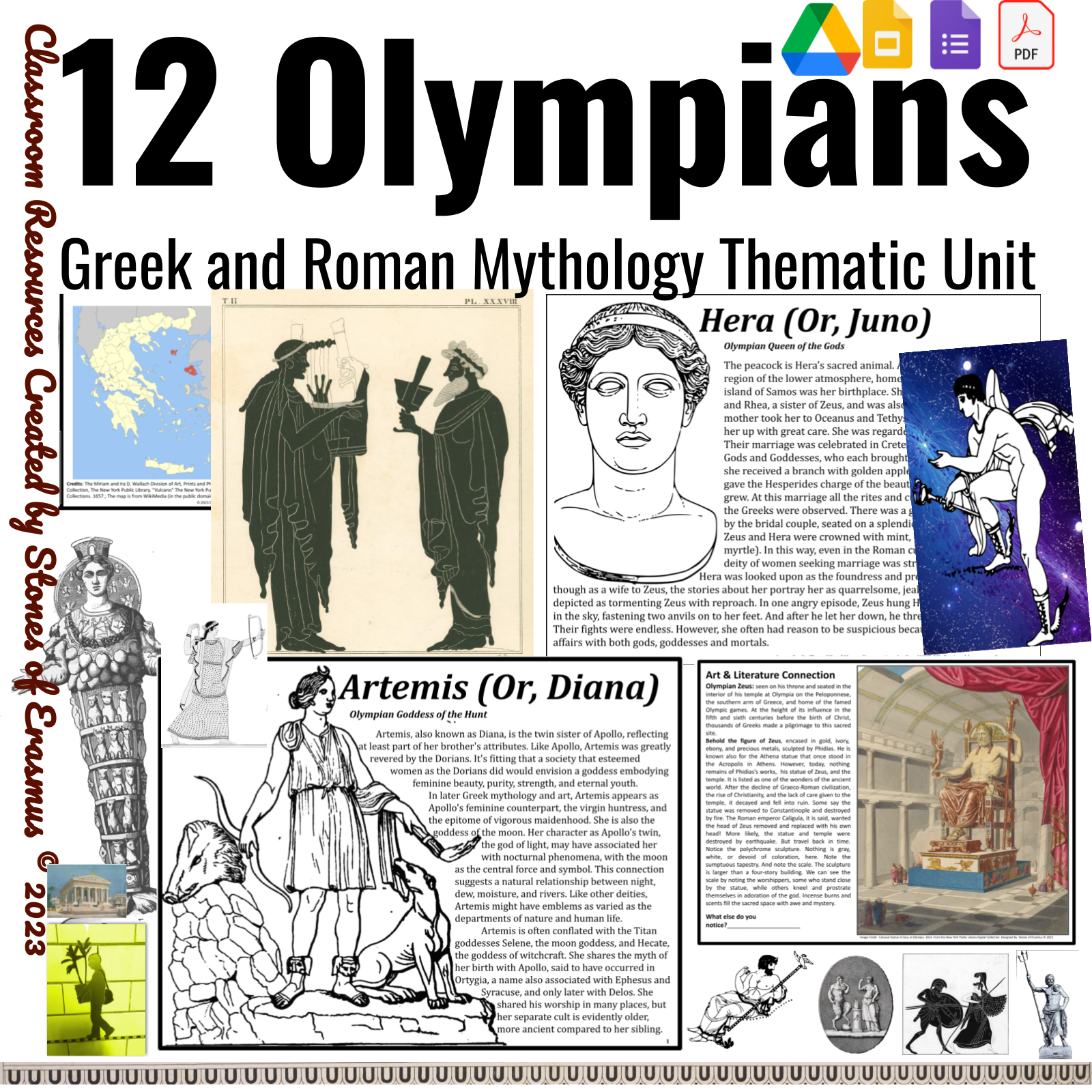 12 Olympians Greek and Roman Gods & Goddesses Thematic Unit Grades 8-11 ELA