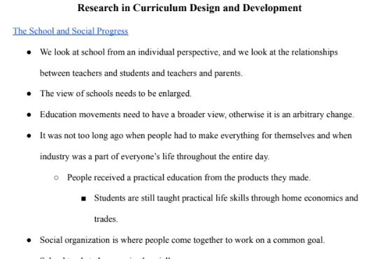 Research in Curriculum Design and Development Notes