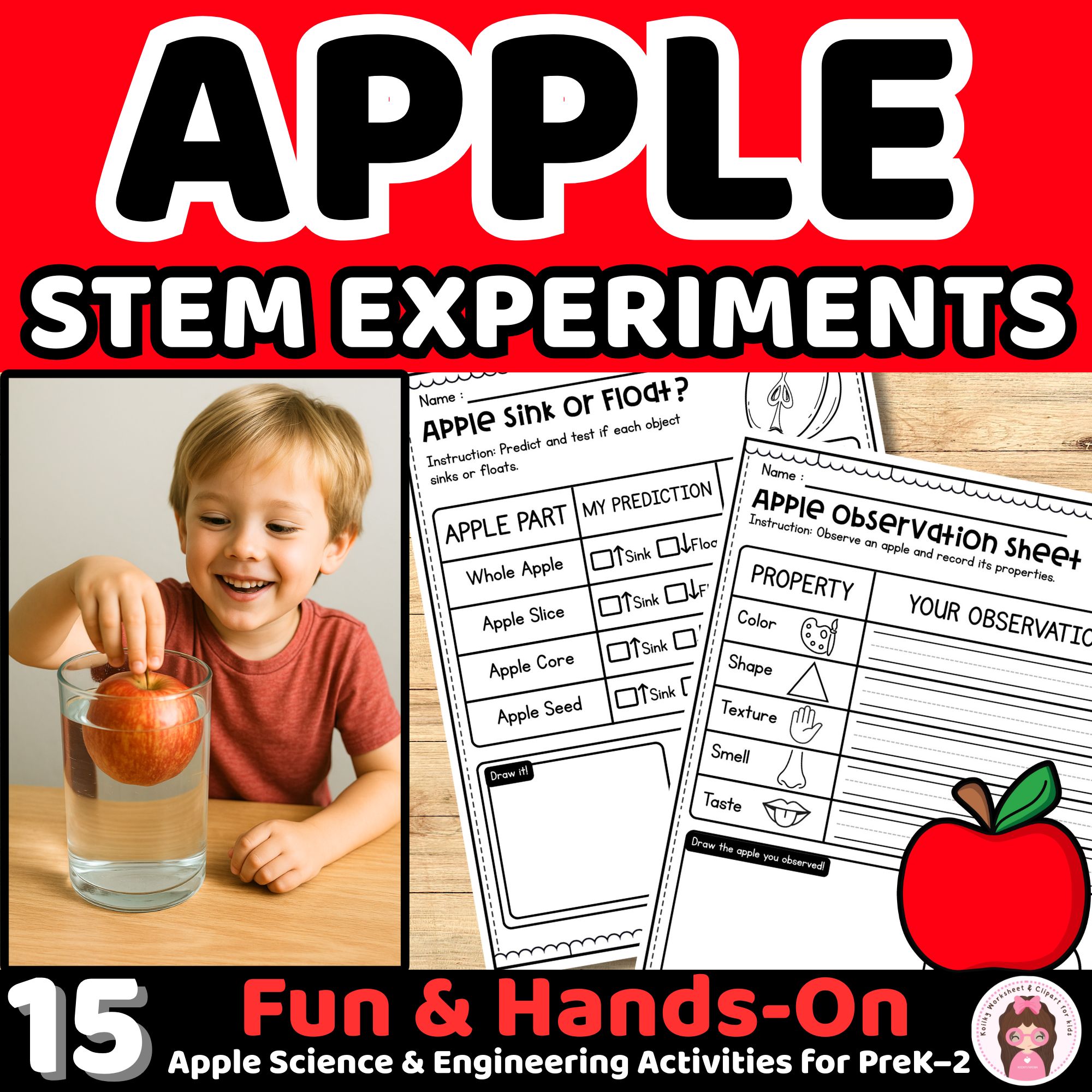 Apple STEM Experiments Pack PreK–2 | Fun Hands-On Science Activities