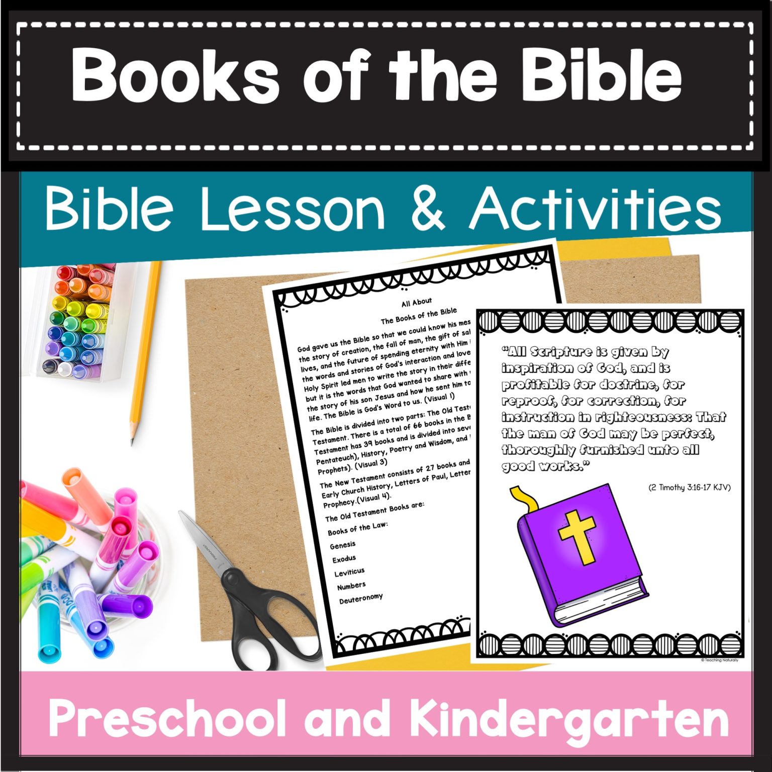 Books of the Bible Lesson for Preschool Kindergarten Mini-book, Visuals