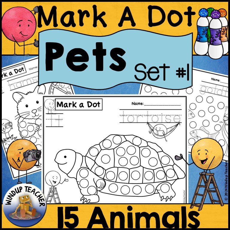 Pet Do-A-Dot Marker Activity - Bingo Dot Dauber Animal Worksheets - Pets Set #1