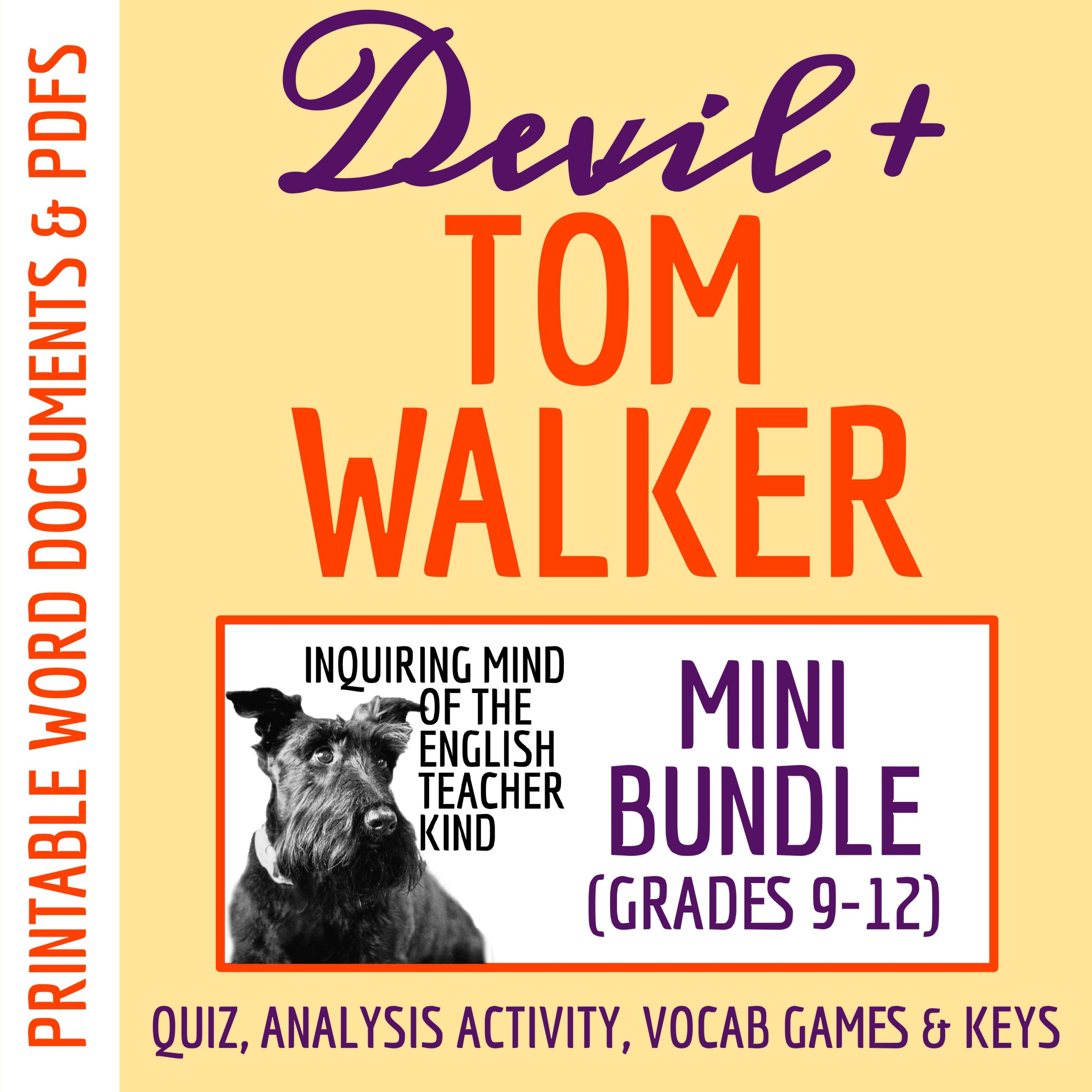 "The Devil and Tom Walker" Quiz, Inference Worksheet, and Vocabulary Games (Bundle)