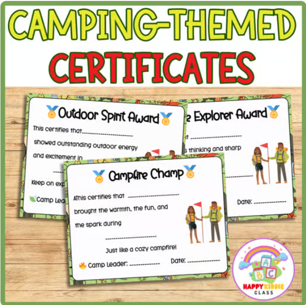 Camping-Themed Certificates – 8 Fun Awards for Campers & Students