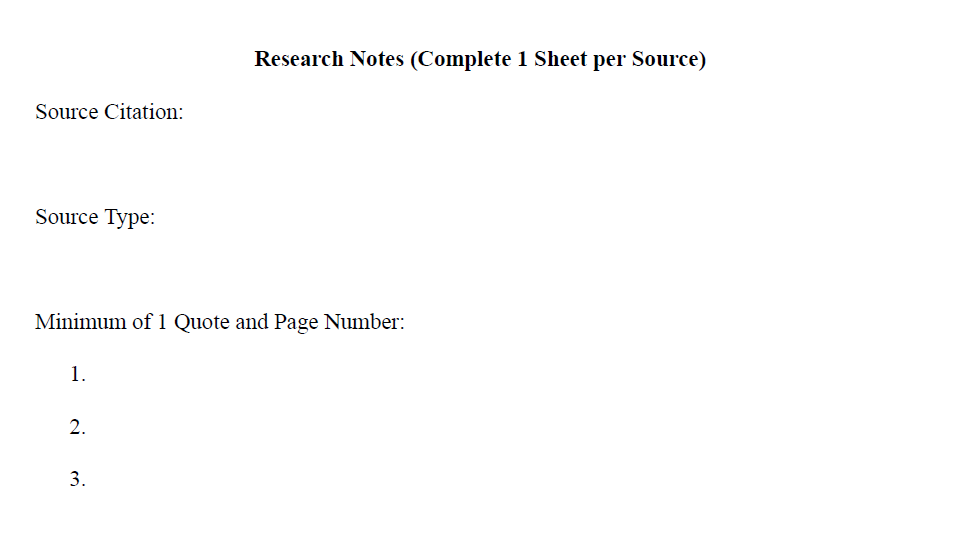 Research Notes Template