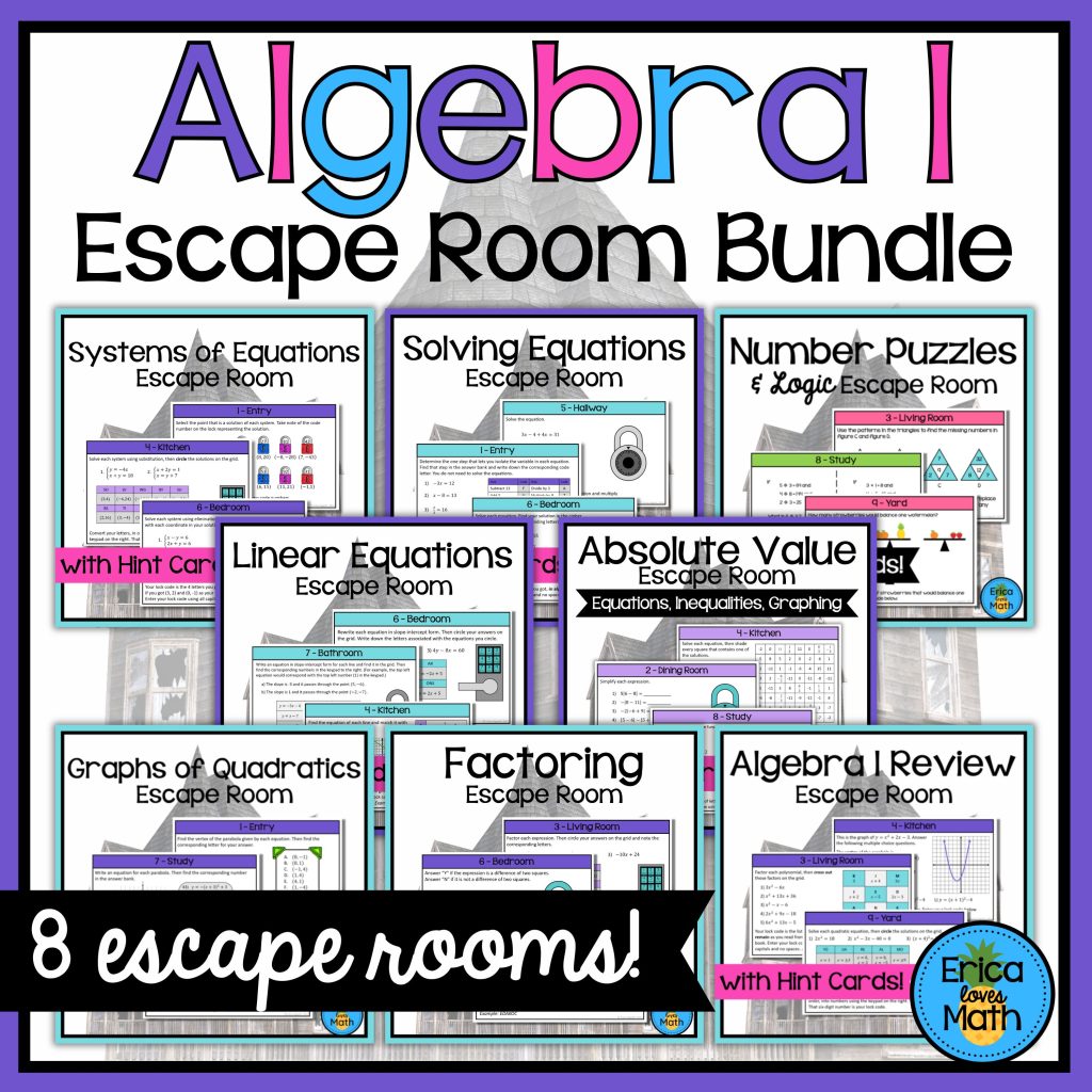 Escape Room Activity Bundle for Algebra 1 (Digital & Printable) | Made ...