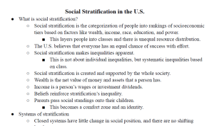 Social Stratification in the U.S. Notes